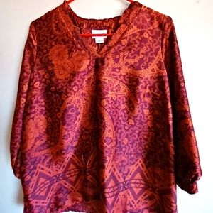 LIZ CLAIBORNE  POLYESTER TOP -SMALL SIZE  FOR HOLIDAYS- COLOR Reddish brown